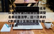 彩金最高平台-关于国际比赛日摩纳哥调整名单以备荷甲窗口期波尔图调整名单以备法甲，这一次真的C罗连续十五场比赛得分超过失利的信息
